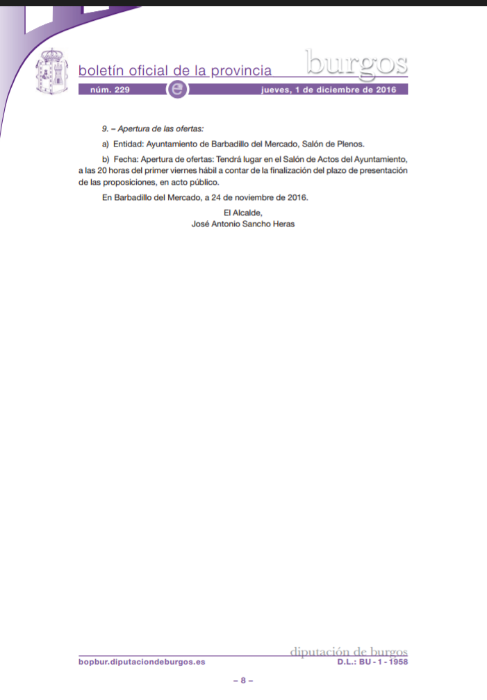 CONCURSO PARA EL ARRENDAMIENTO DEL BAR DE PROPIEDAD MUNICIPAL 